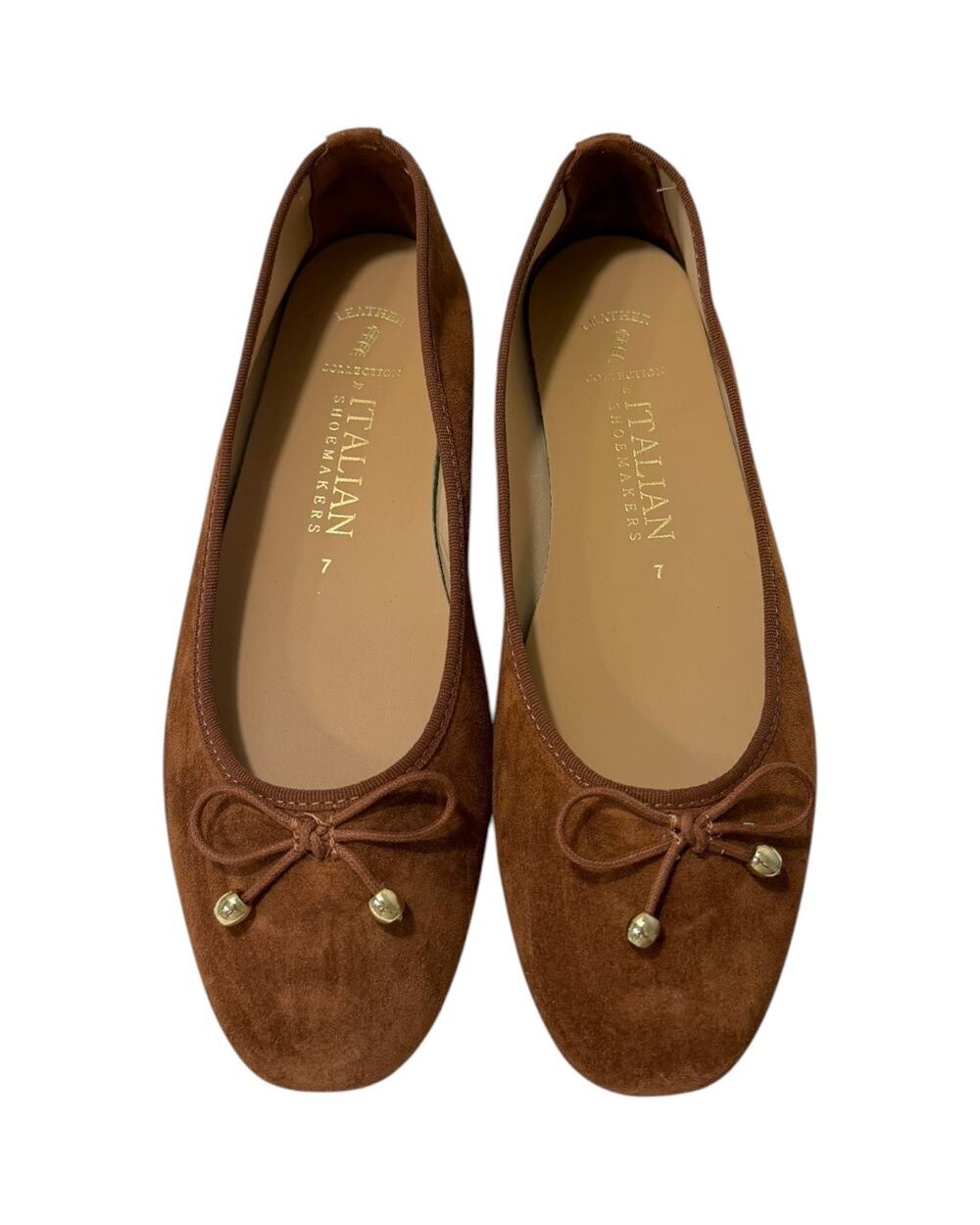 Italian Shoemakers Brown Suede Ballet Flats Women’s 7 Italy Minimalist NEW
